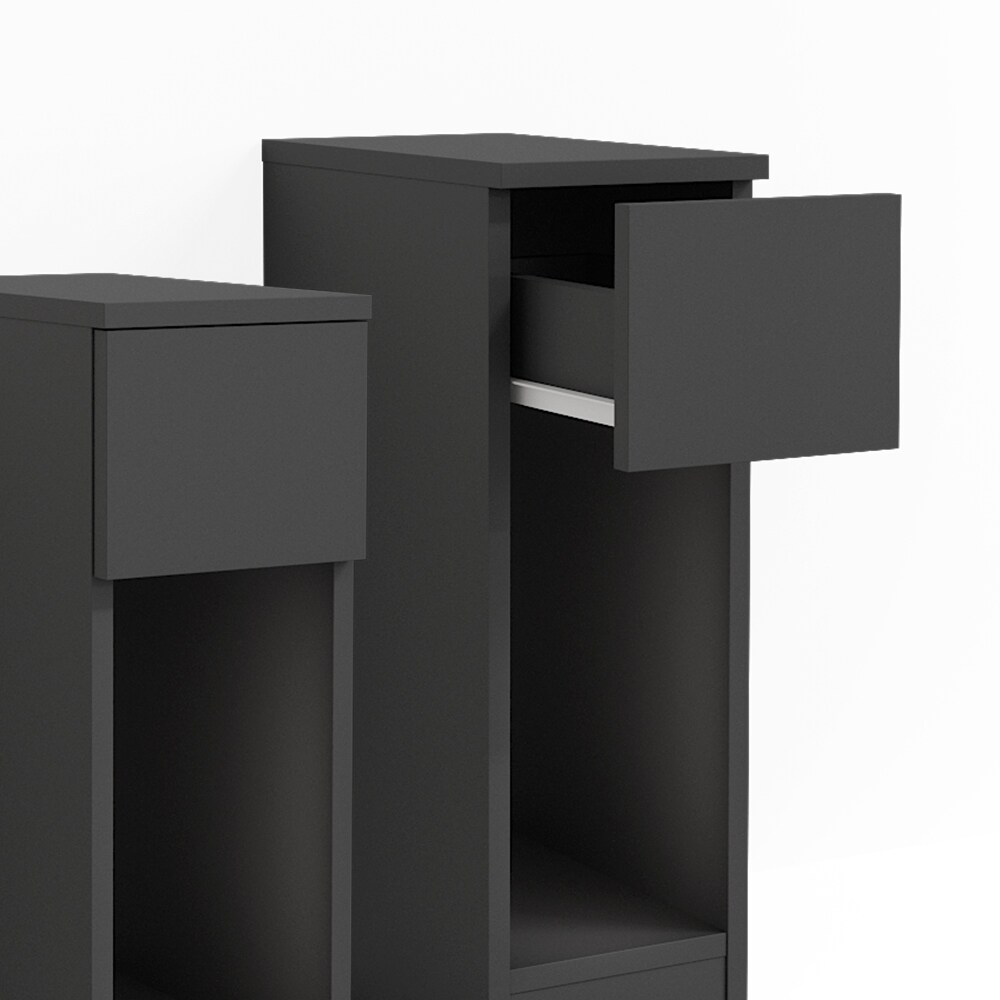 Vicco Nachttisch Enton schwarz, Schlafzimmerkommode 20x60 cm 2er Set