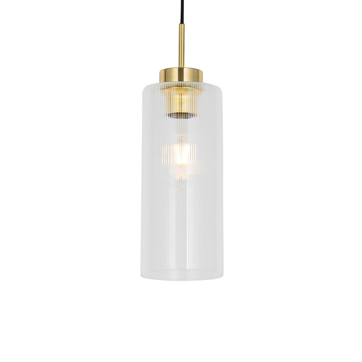 Art Deco hanglamp goud met glas - Laura