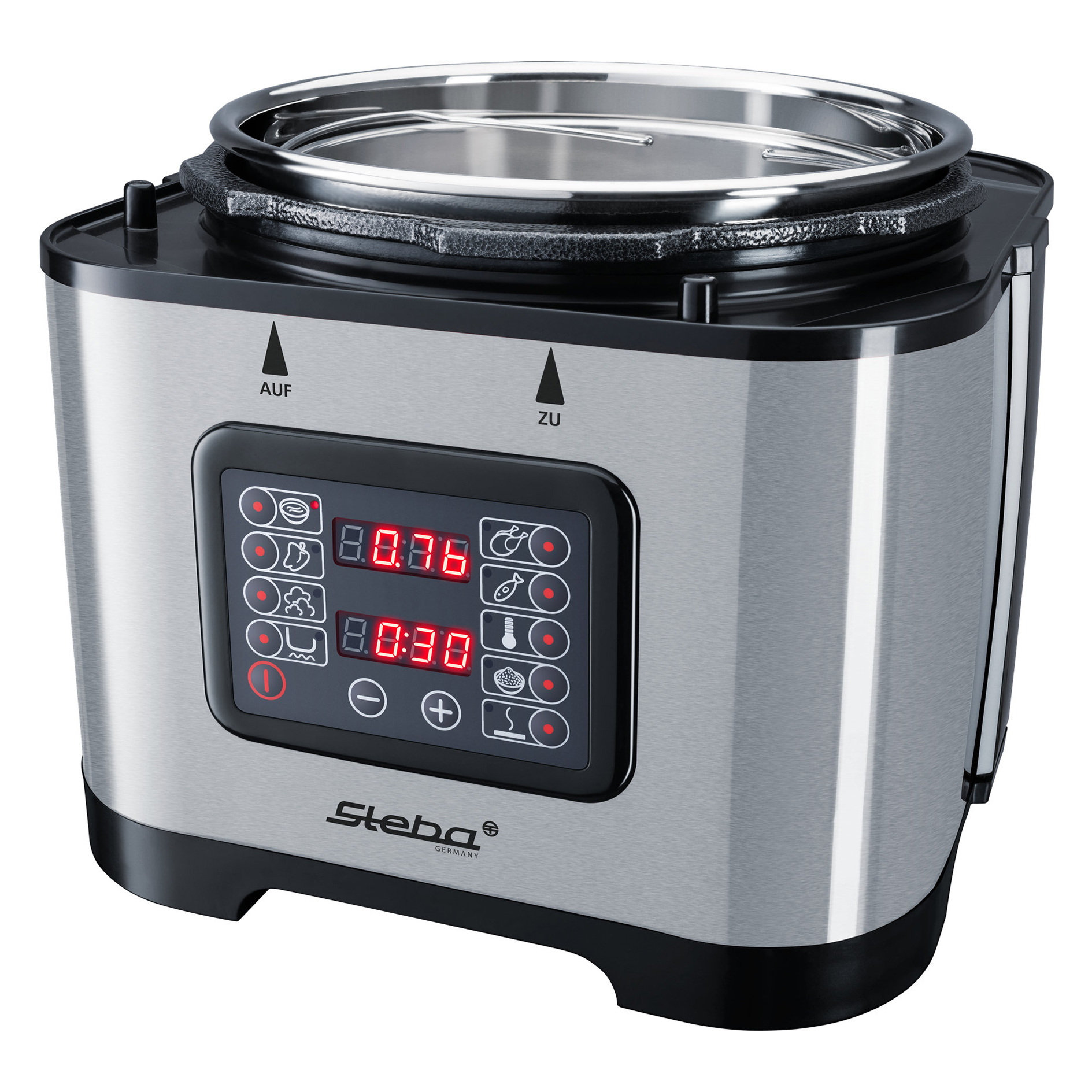 STEBA Dampfdruckkocher - schwarz-rot - 900 Watt