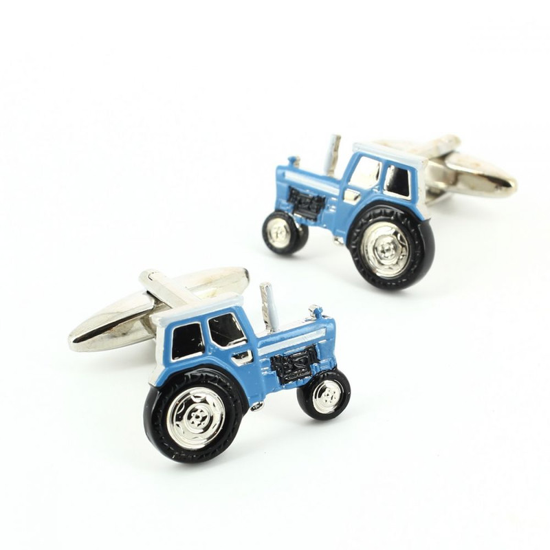 Boutons de manchette, Tracteur bleu