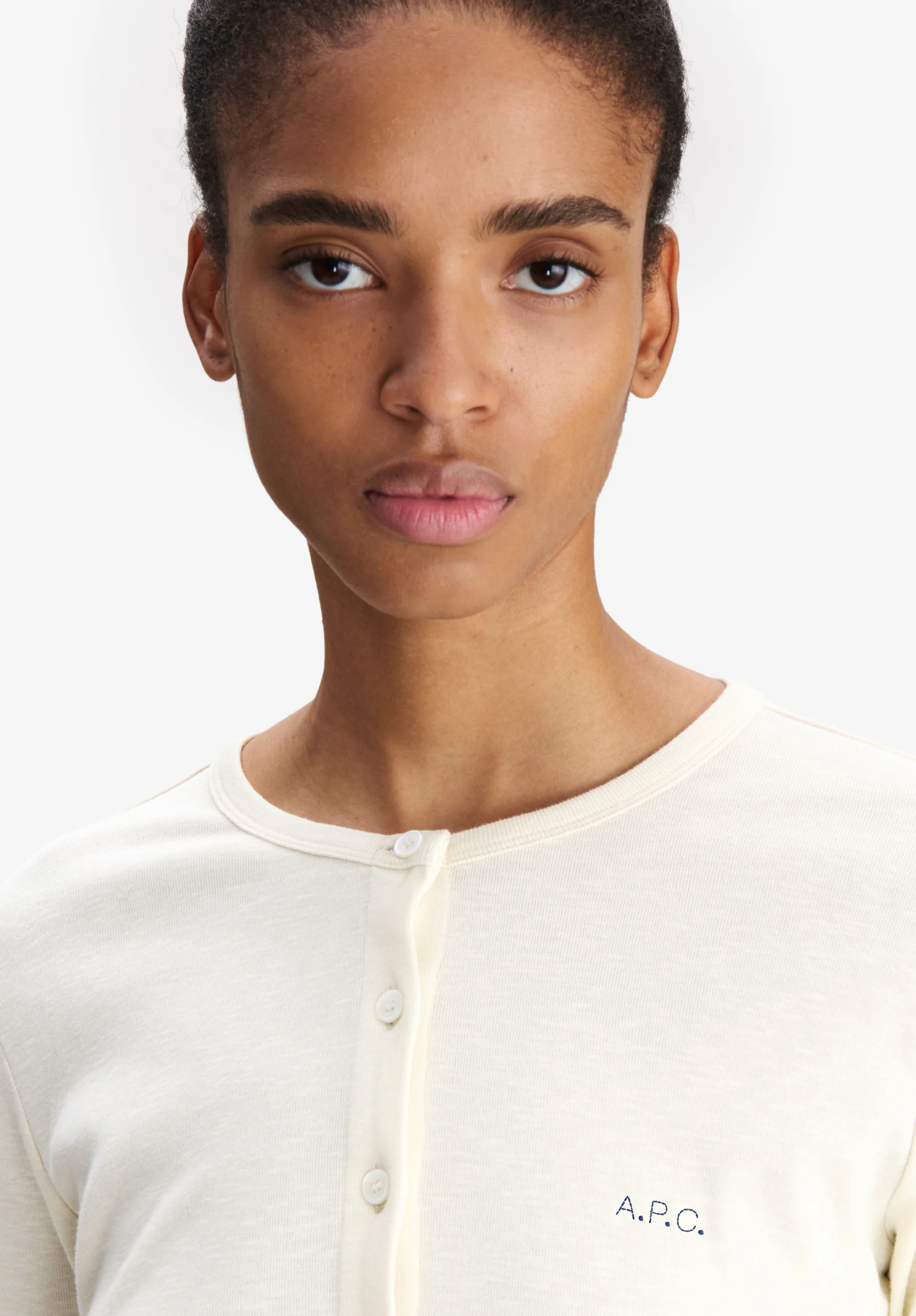 Cardigan ajusté écru à micro logo A.P.C. - Ecru