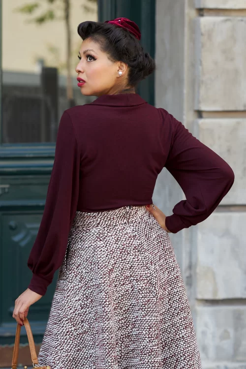 Miss Candyfloss Wanda Bo stretch top in wijnrood