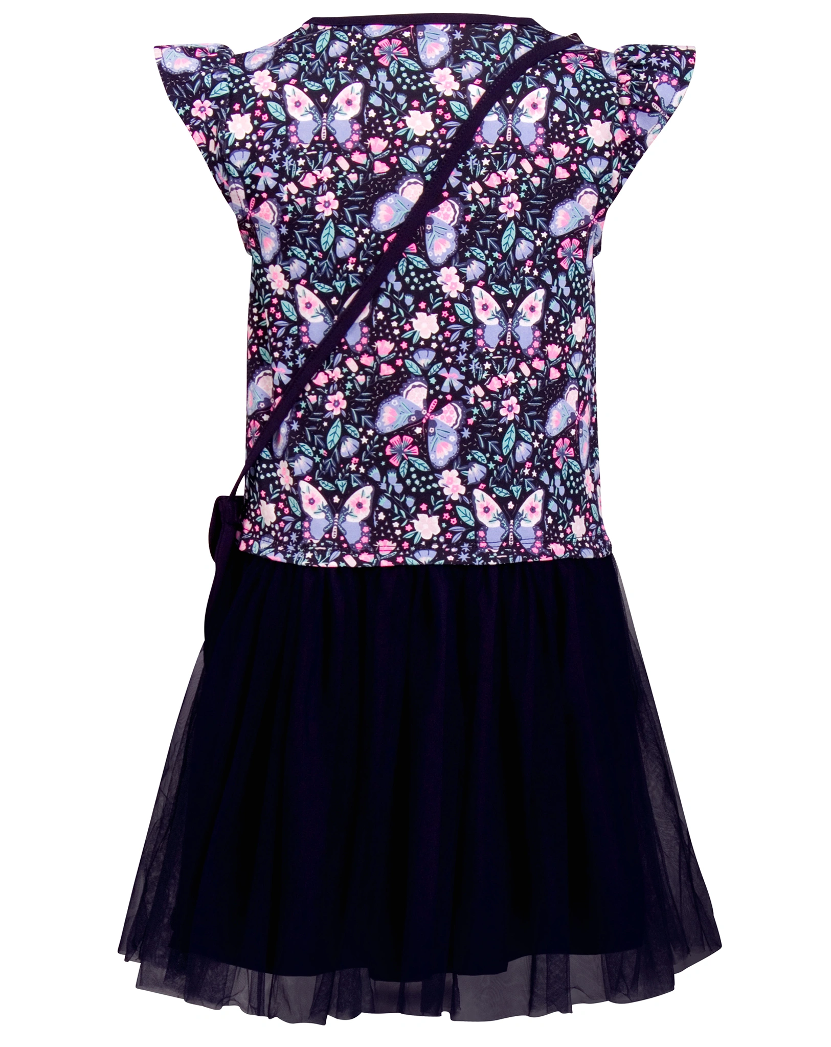 Kurzarmkleid SCHMETTERLINGE mit Tasche in navy