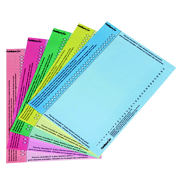 10 planches de 25 étiquettes n°9 standard pour dossier suspendu version armoire