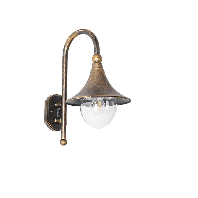 Klassieke buiten wandlamp antiek goud IP44 - Daphne