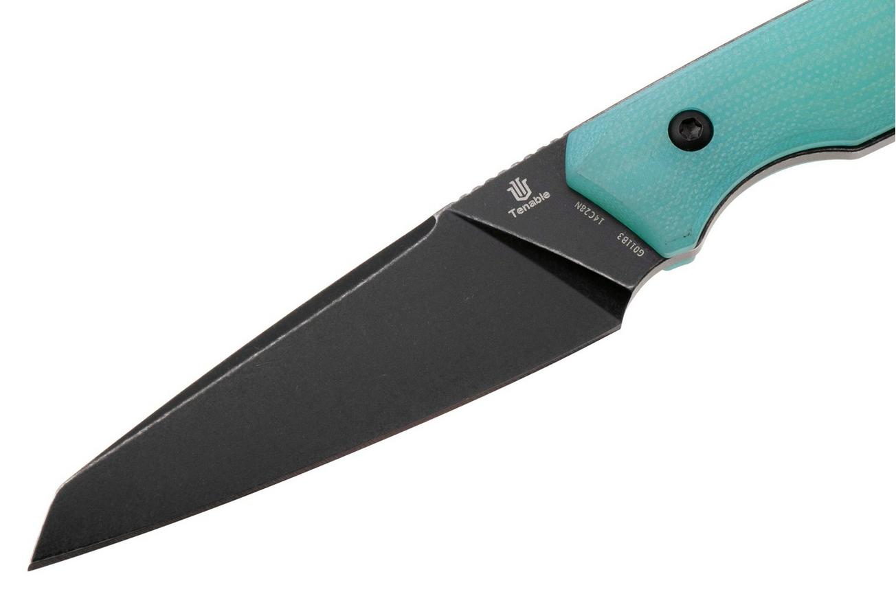 Tenable Knives Parr G011B3 Blackwashed 14C28N, Blue G10, vaststaand mes Jonathan Styles design
