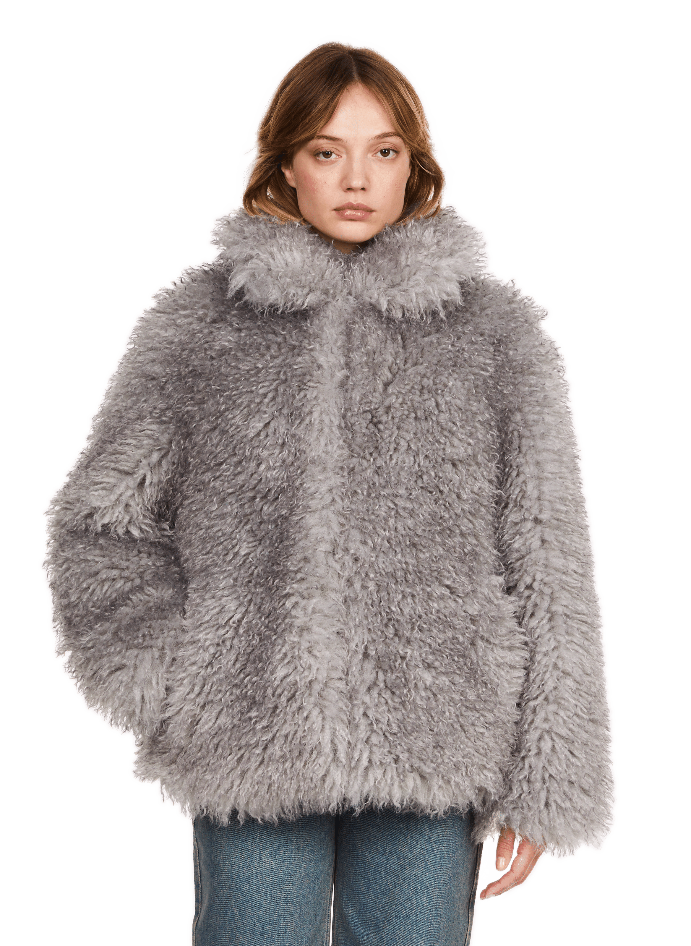 VOUM - Manteau court en fourrure synthétique | Gris