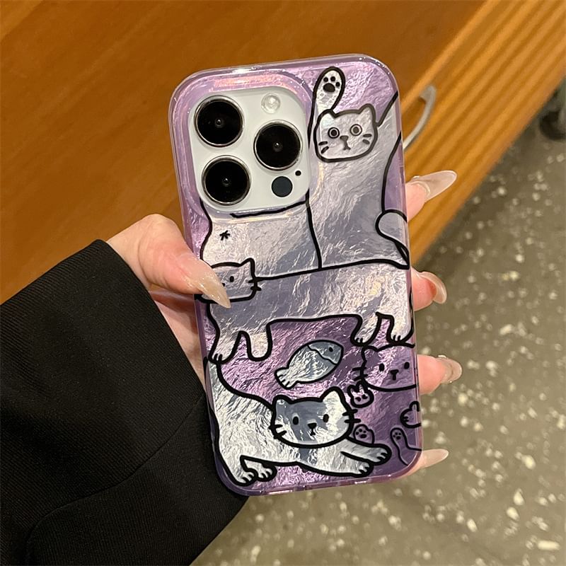 Fonekase - Katten telefoonhoesje / standaard / set - iPhone 16 Pro Max / 16 Pro / 16 Plus / 16 / 15 Pro Max / 15 Pro / 15 Plus / 15 / 14 Pro Max / 14 Pro / 14 Plus / 14 / 13 Pro Max / 13 Pro / 13 / 13 Mini