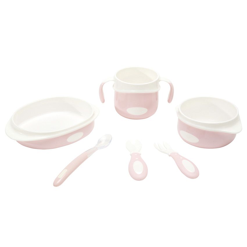 Set de repas Yummix en silicone Rose - Ecru