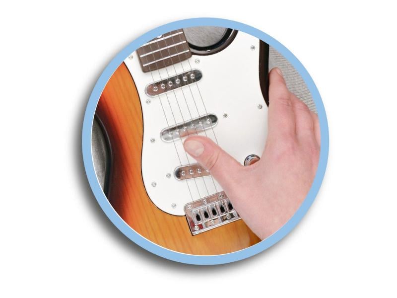 Bontempi Musikinstrument Elektronische Rock Gitarre E-Gitarre mit Gitarrengurt und Mikrofon