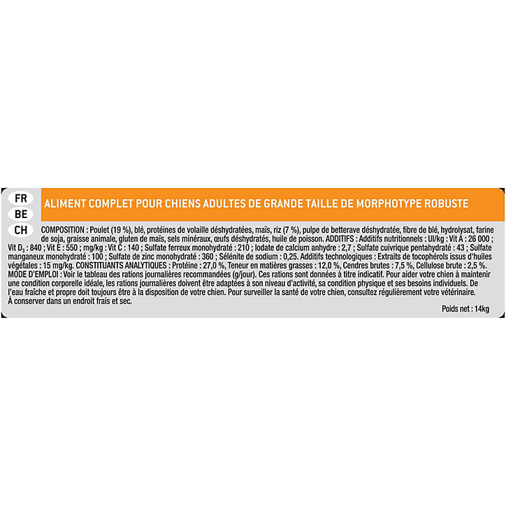 Croquettes pour chien Pro Plan Large Robust Adult riche en poulet et riz 14kg