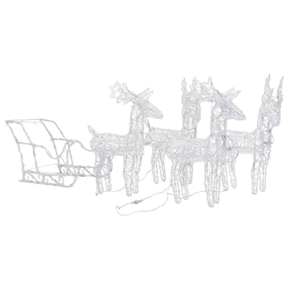 vidaXL Kerstdecoratie rendieren en slee 280x28x55 cm acryl