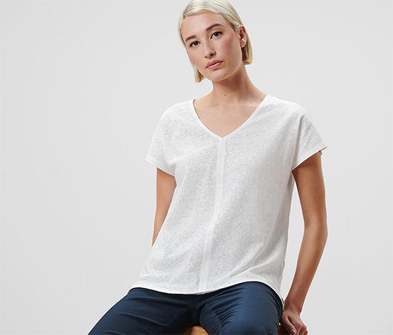 Shirt mit Leinen, cremeweiß