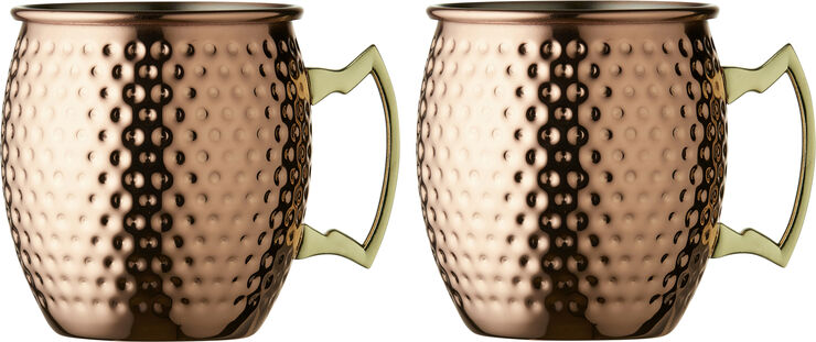 Lyngby Glas Moscow mule-krus 55 cl 2 stk. Kobber hamret Kobber/stål