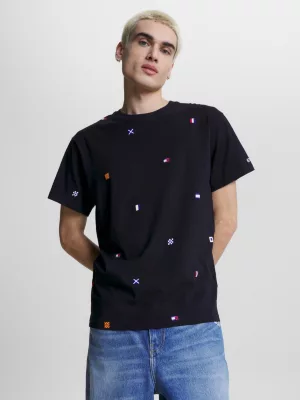 Camiseta de corte relaxado com bordado de arquivo