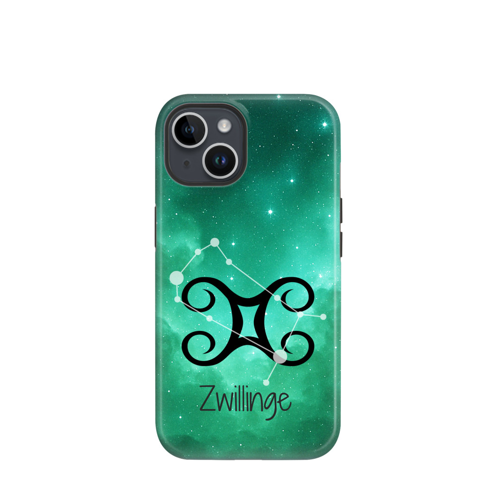 iPhone 14 Hybrid (Kunststoff / Gummi) Hülle Zwillinge 2 - Grün