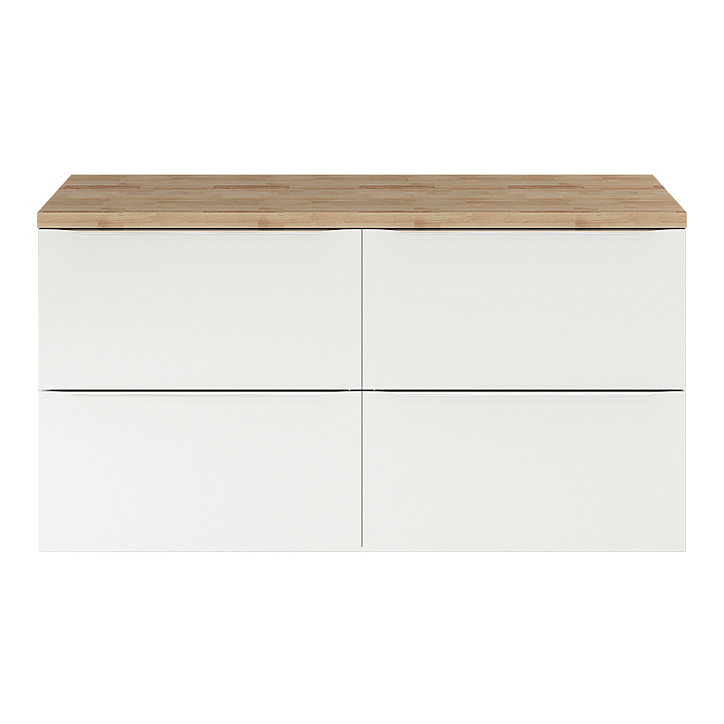 Ensemble salle de bains l.120 cm meuble à suspendre Imandra blanc + plan de toilette chêne