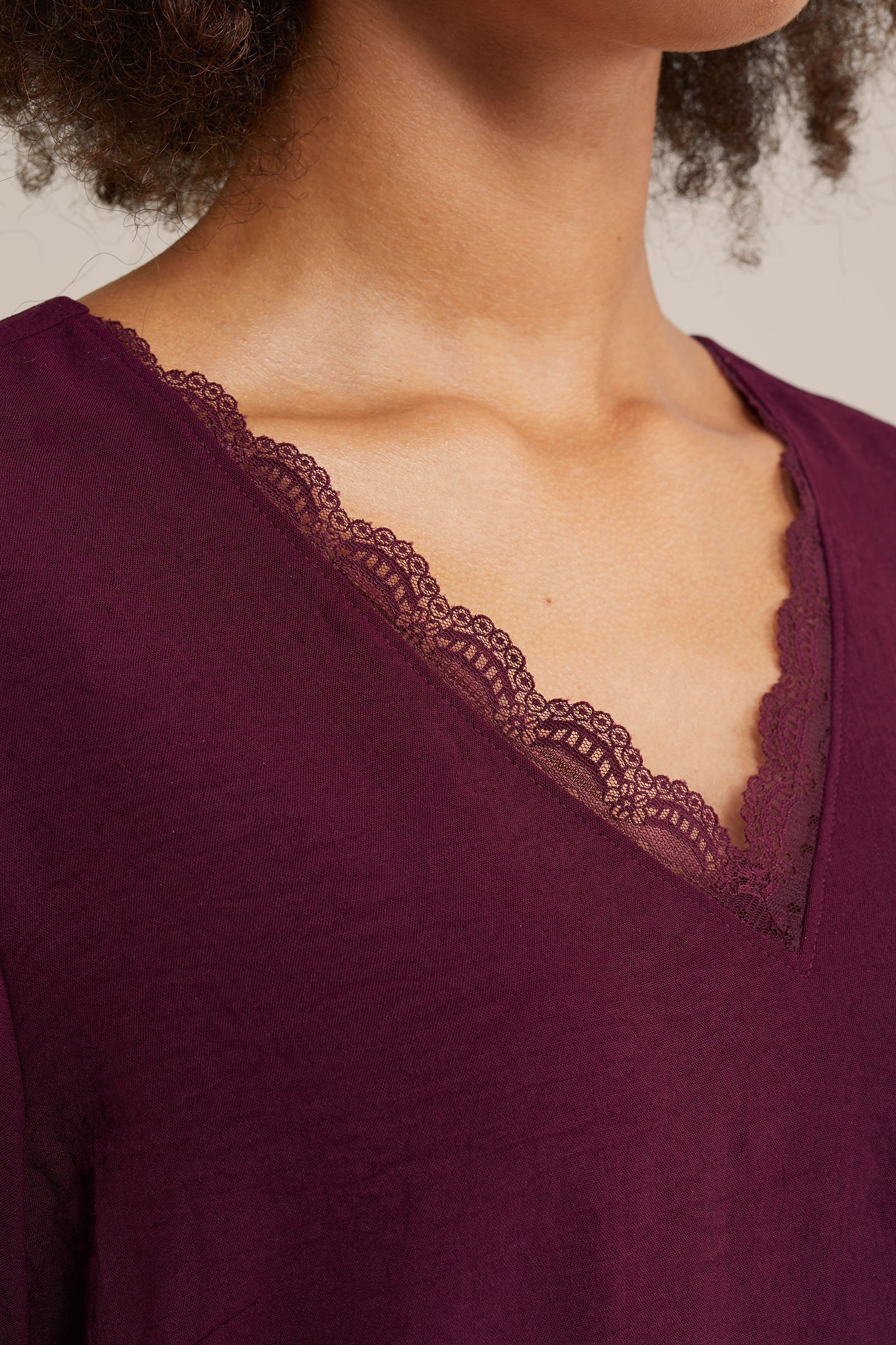blouse met kant WE Fashion Donkerpaars