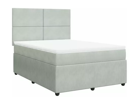 Sommier à lattes de lit et matelas Gris clair 140x190cm Velours