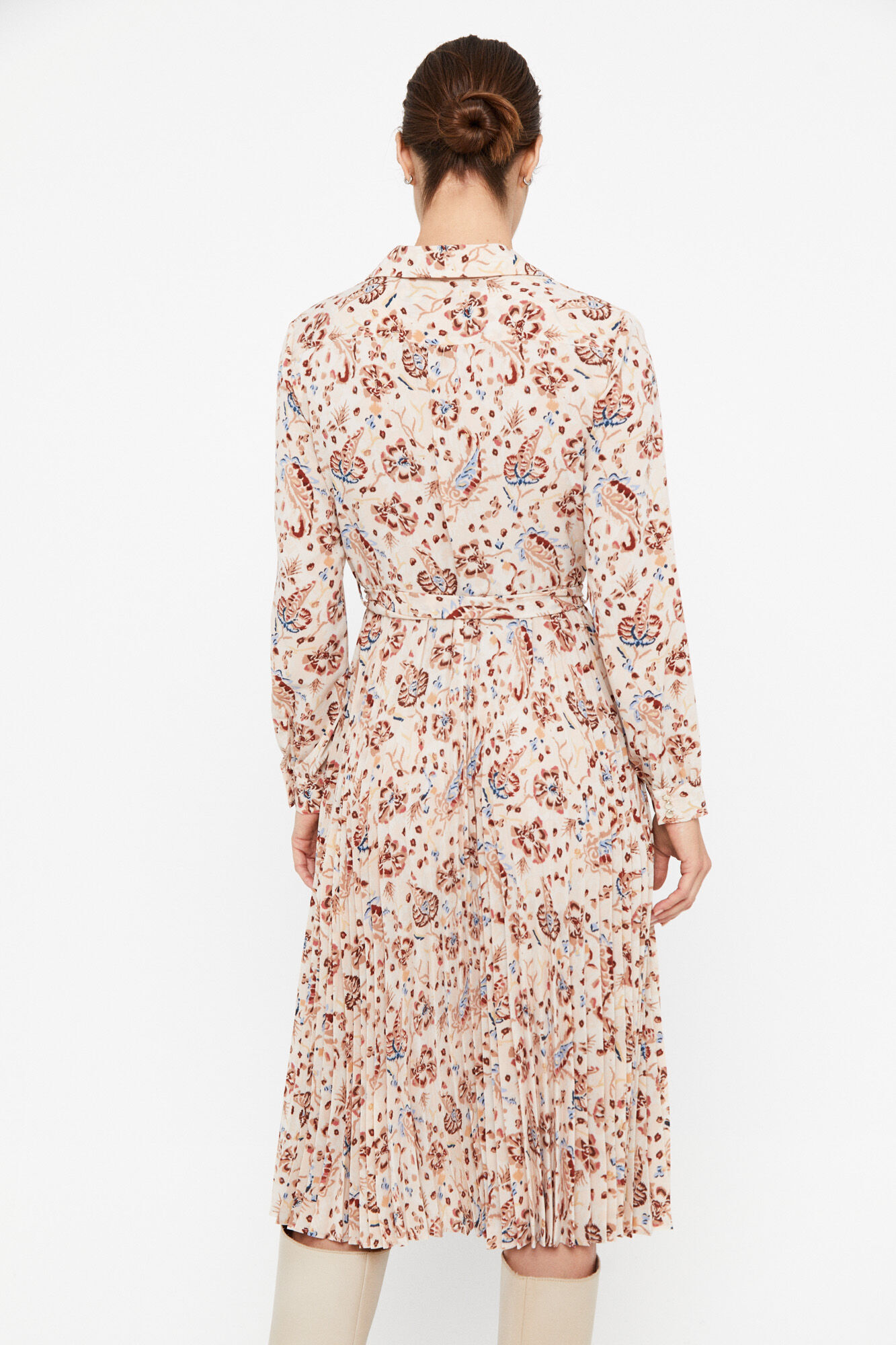 Vestido midi camisa - Estampa branca