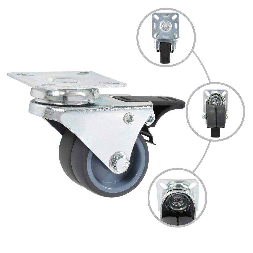 vidaXL Dubbele zwenkwielen met dubbele remmen, 4 stuks, 50 mm