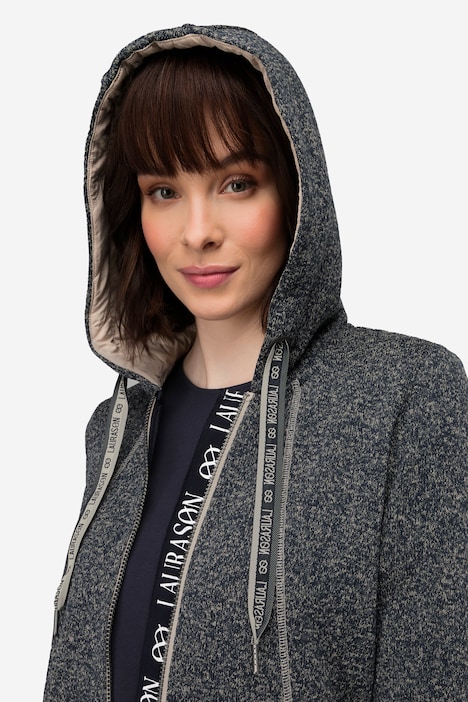 Strickfleece-Jacke, Kapuze, Zipptaschen