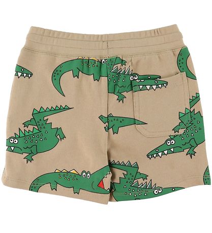 Stella McCartney Kids Sweatshorts - Beige/ Grøn m. Krokodiller