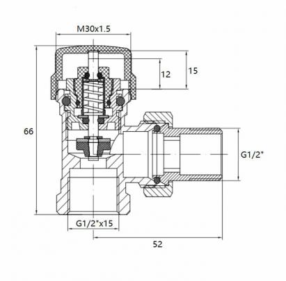 Mueller thermostatische radiatorventiel 1/2x15mm haaks mat zwart