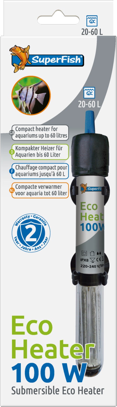 SuperFish aquarium verwarming Eco 100 W 21 cm