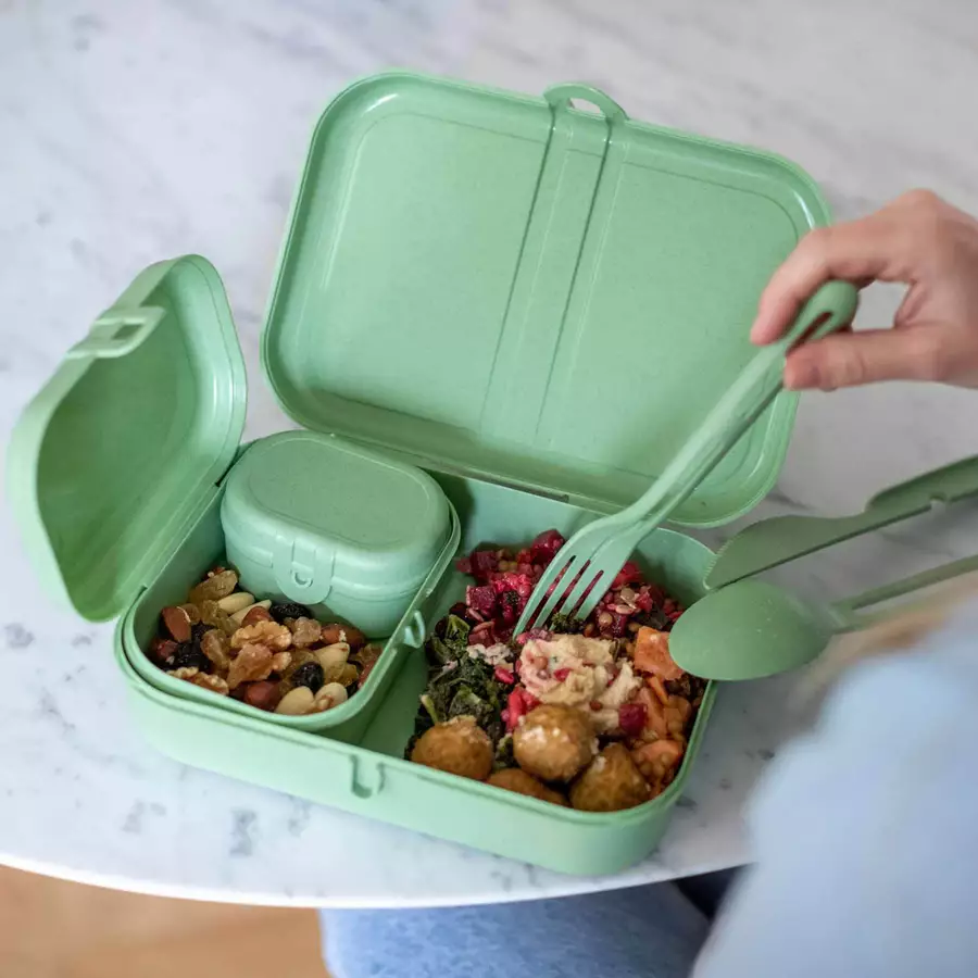 Koziol Lunchbox-Set inkl. Besteck Pascal Ready grün