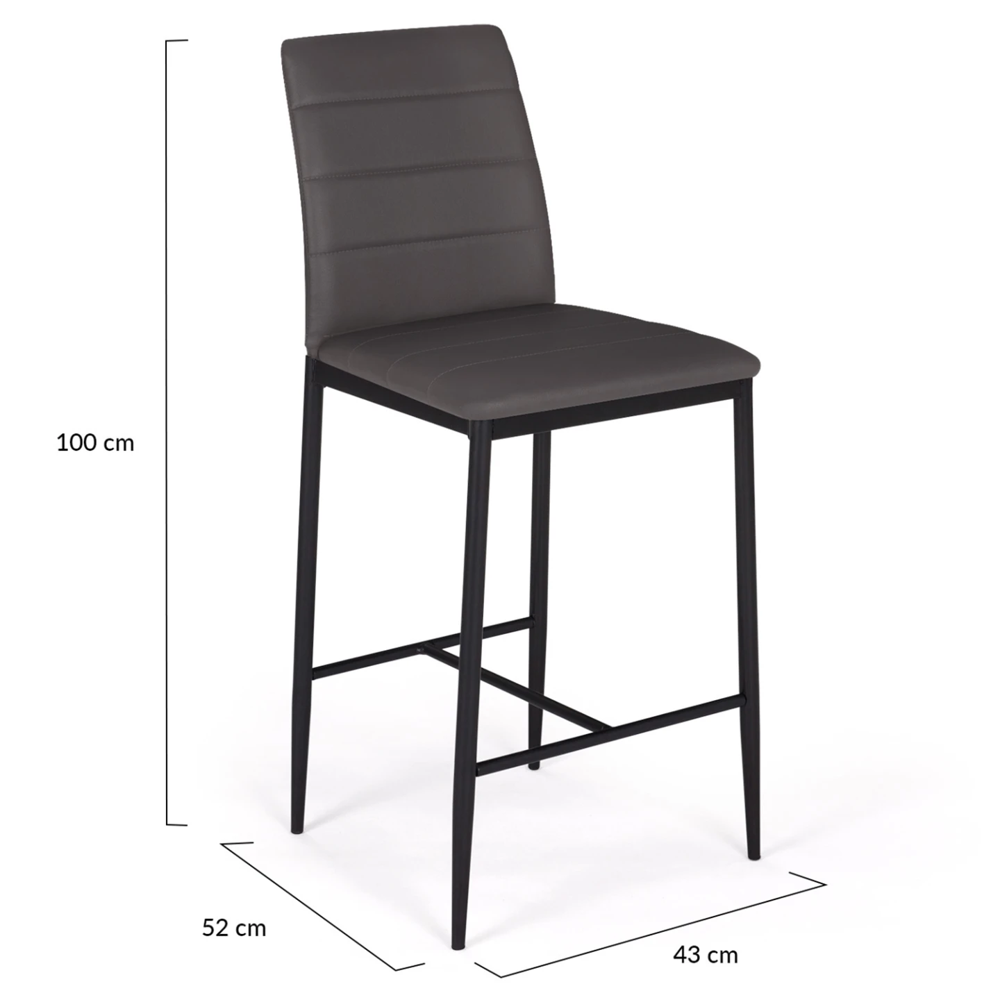 Lot de 4 tabourets ROMANE en PVC gris design contemporain chaises de bar rembourrées