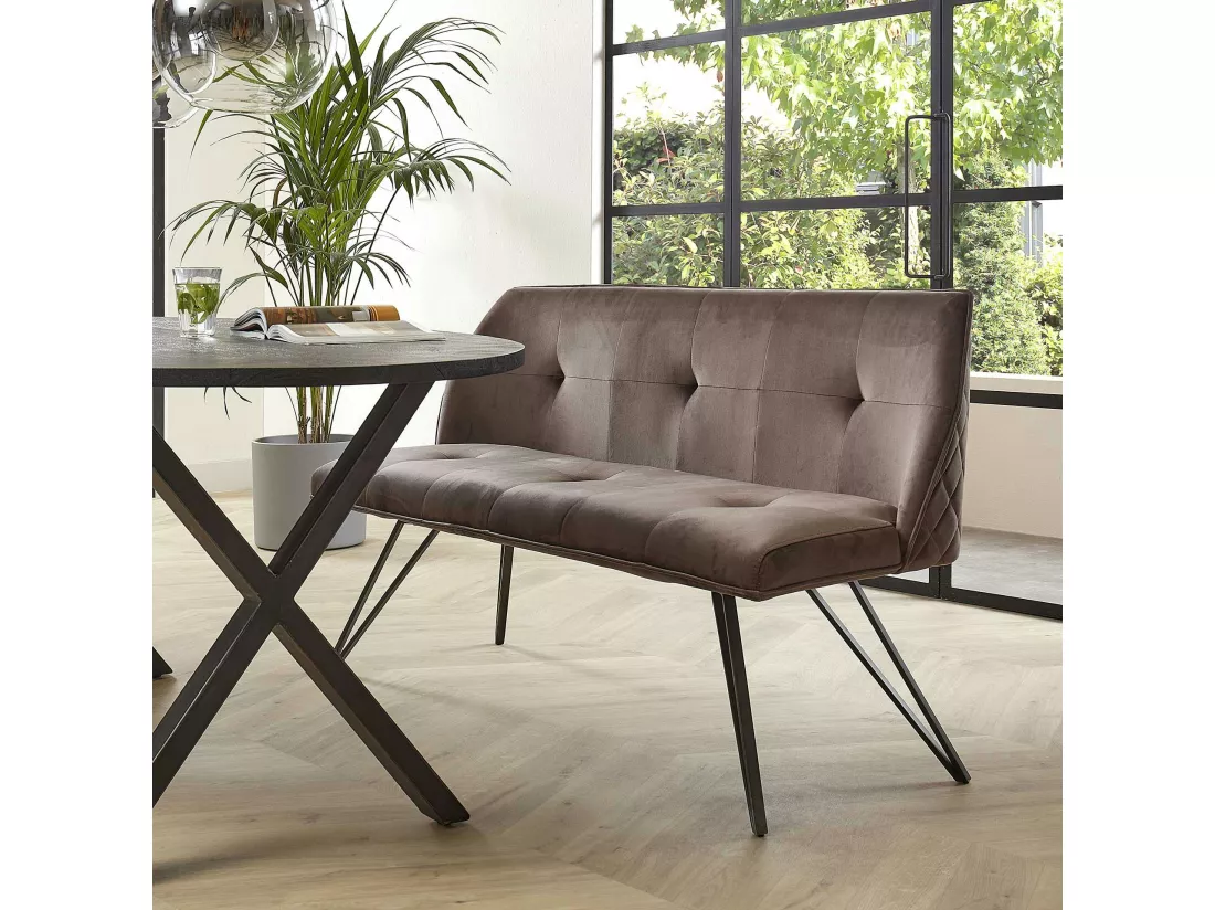 Banc de table à manger en velours gris 160 cm MELBOURNE