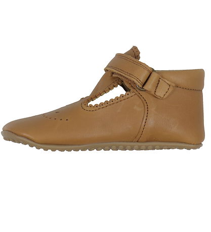 Pom Pom Ballerina Hausschuhe - T-Bar - Camel