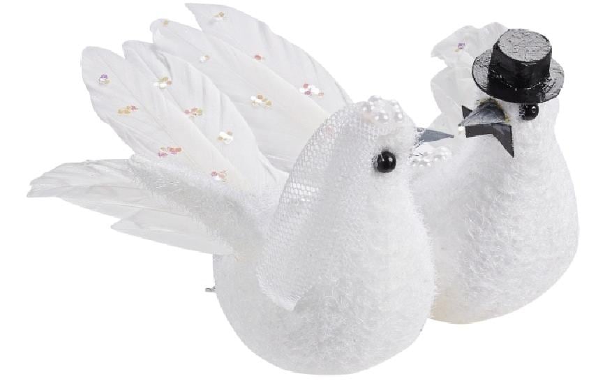 Hochzeitsaccessoire Hochzeitstaubenpaar WeissTauben für Hochzeitsdeko oder Geschenke