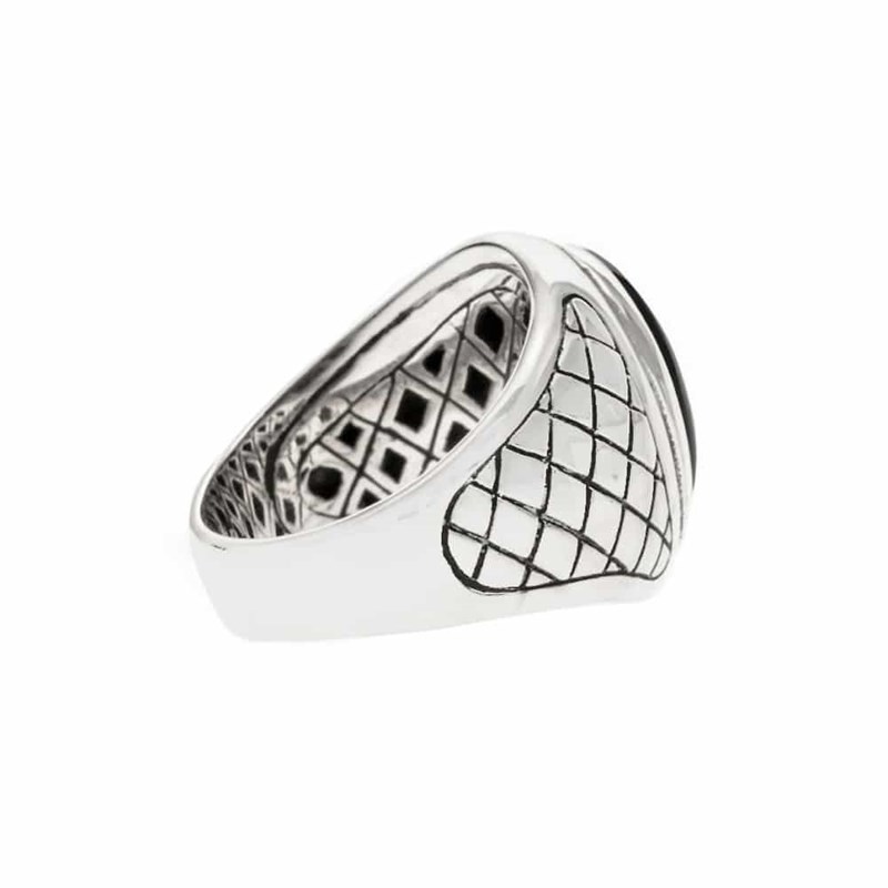 Bague Argent Homme Lapis Asymétrique