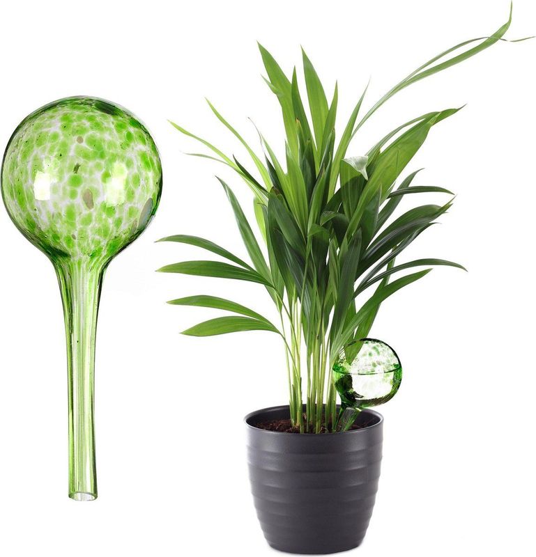 Relaxdays waterdruppelaar - set van 2 - glas - Ø 6 cm - kamerplanten - groen