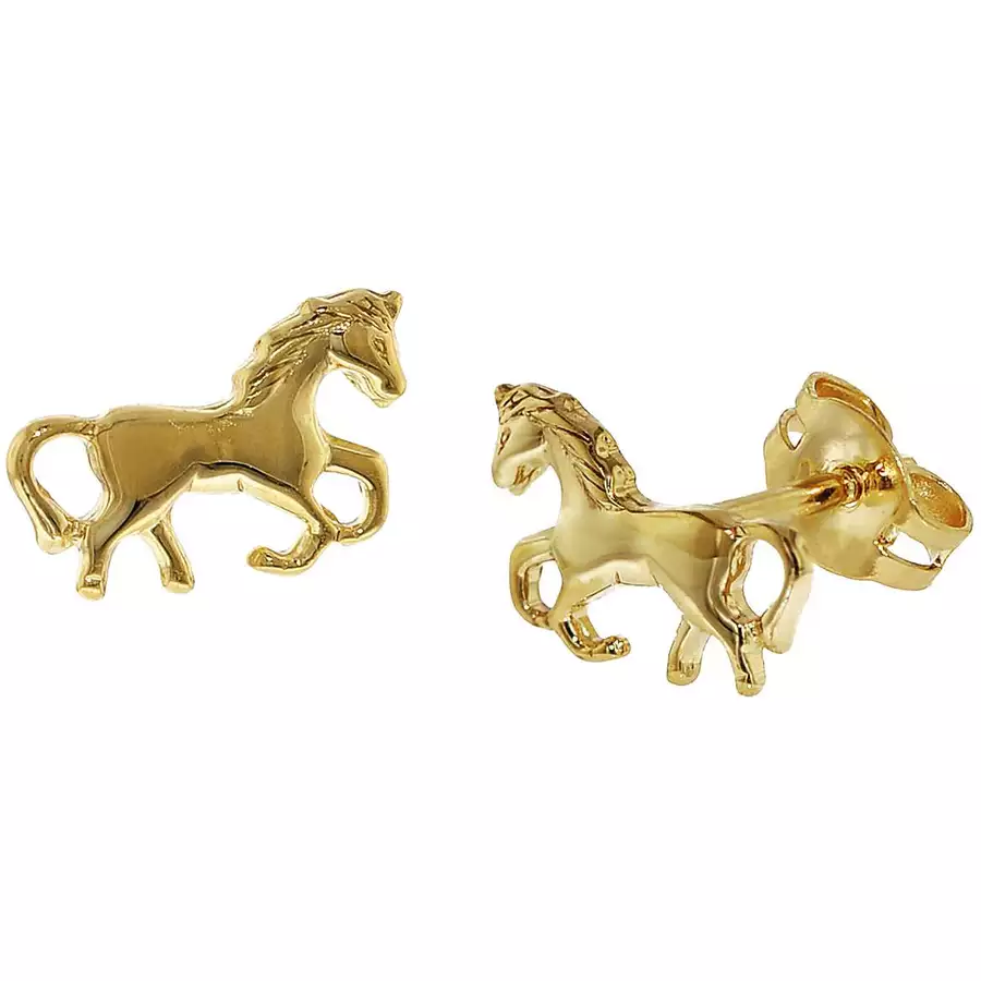 trendor Kinder-Ohrringe Gold 333 Pferde Ohrstecker gold