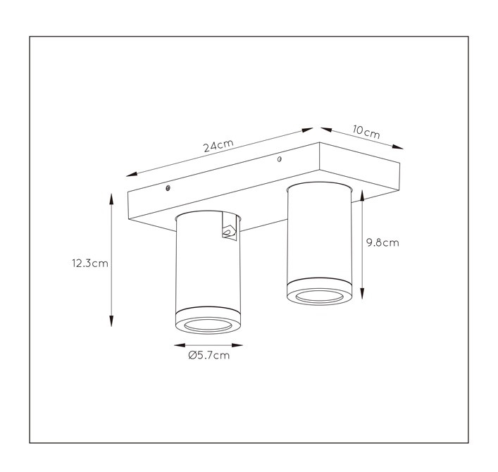 Lucide Taylor plafondlamp 2 spots 5W zwart