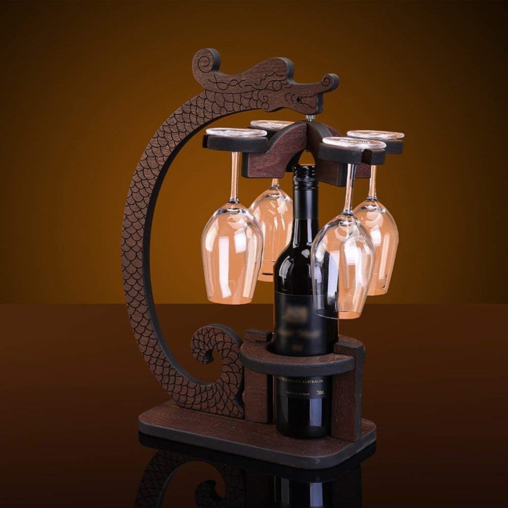 Weinregal Home Red Holder Weinglas Rack Bar S, Massivholz Drache Form kreativer Weinschrank Dekoration Wohnzimmer Restaurant Küche Home Praktisch LWX