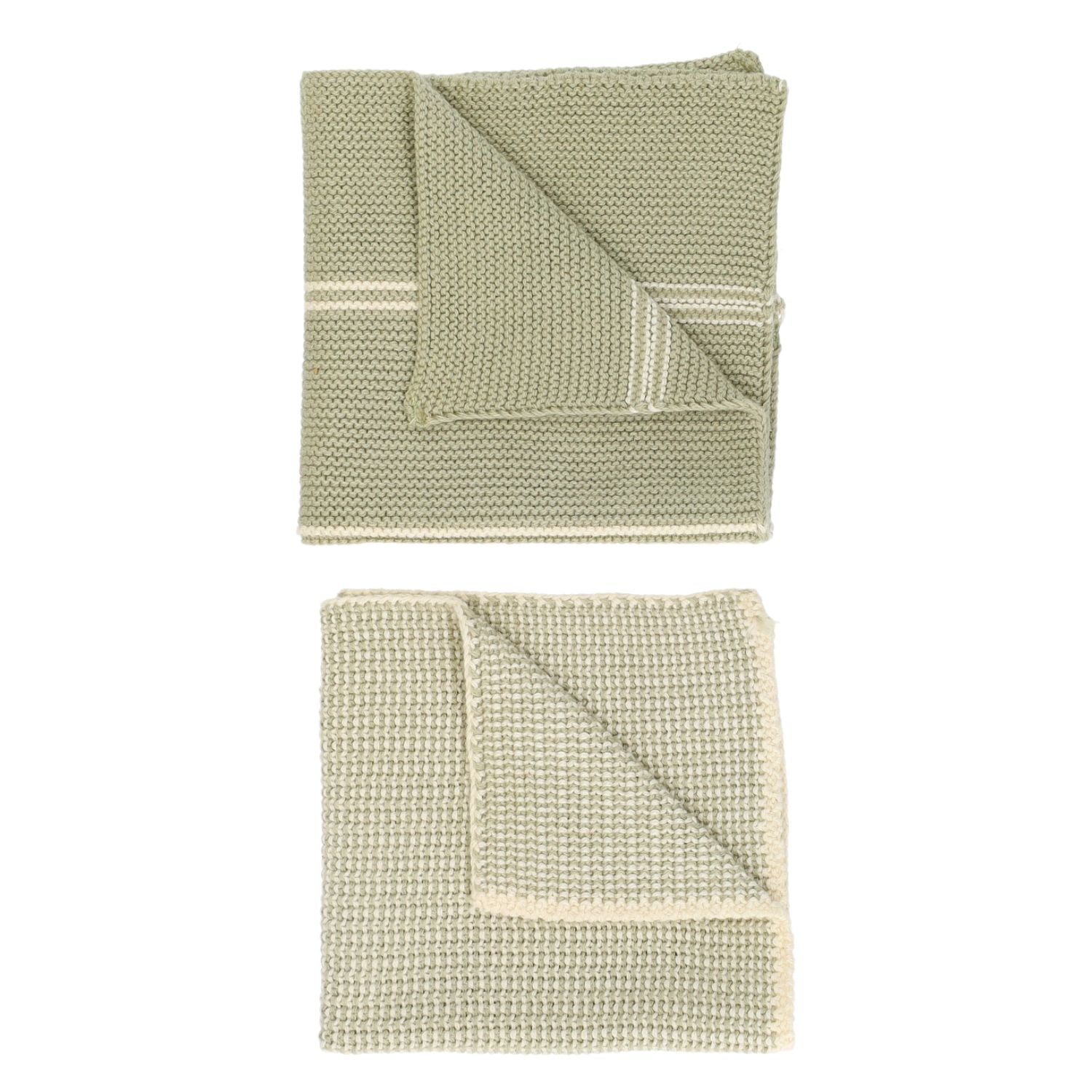 Vaatdoekjes, gebreid katoen, lindegroen, 2 stuks 25 x 25 cm