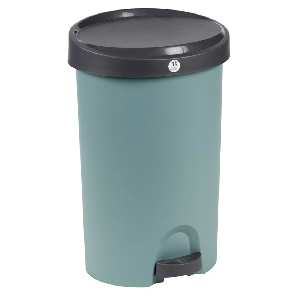 Poubelle à pédale vert et gris 27 L