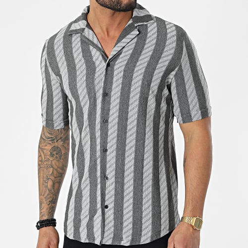 Chemise A Manches Courtes 1661 Gris Anthracite Chiné