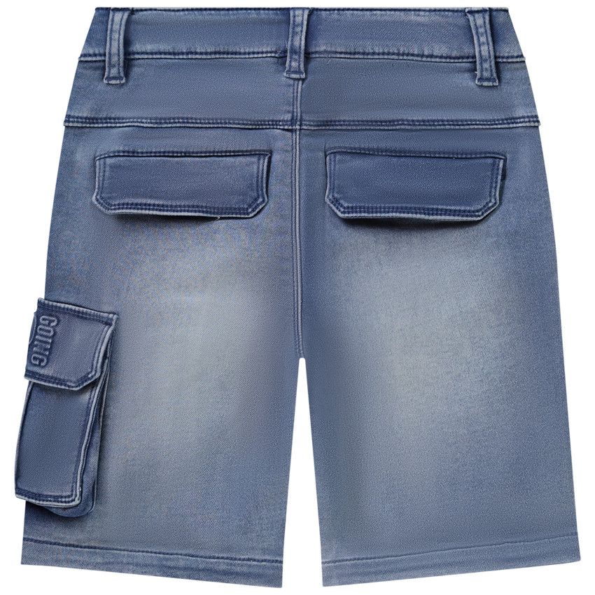 Bermuda effet jean avec poche plaquée pour garçon - Bleu moyen