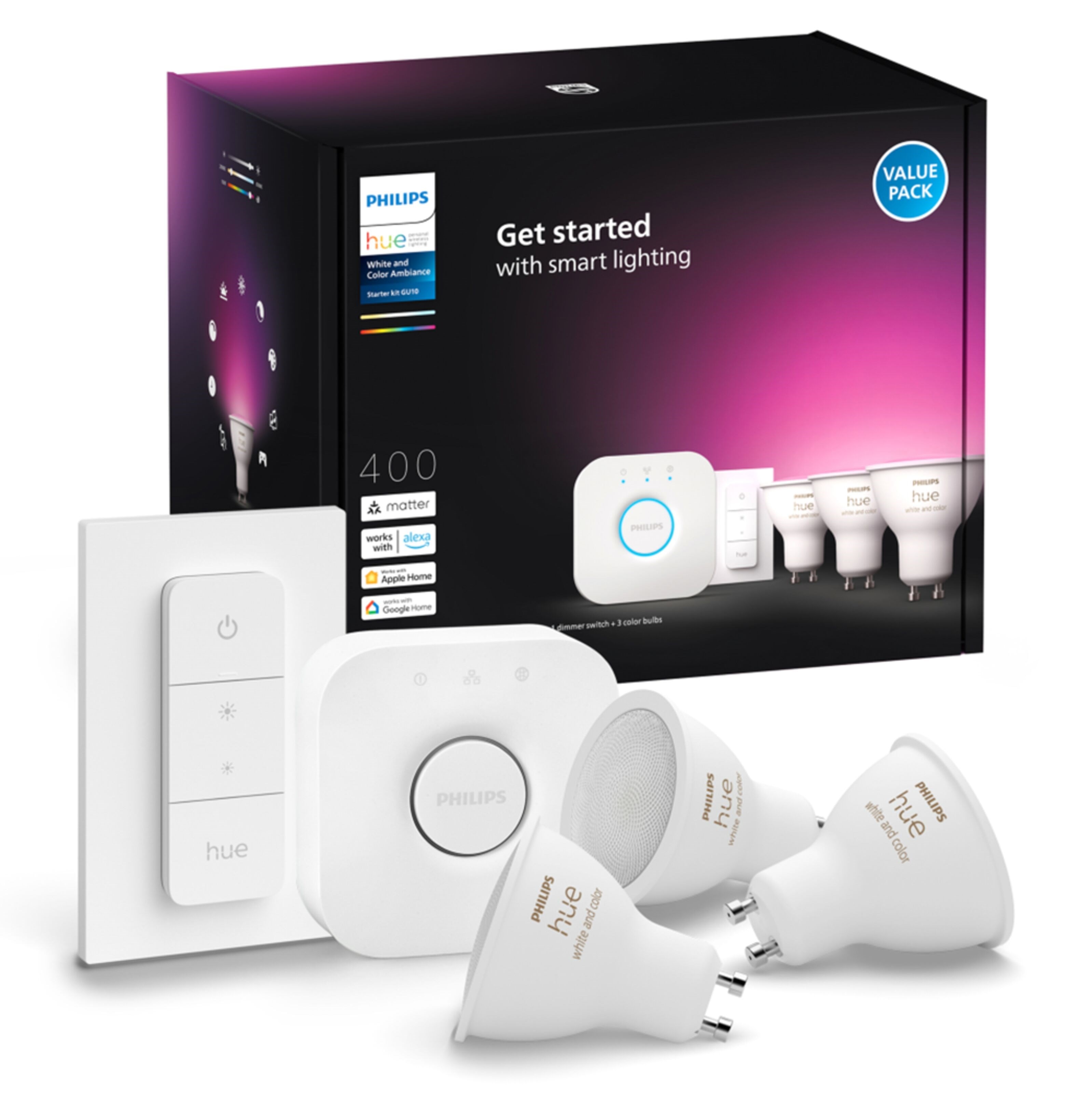 Philips Hue White and Color Ambiance 3x GU10 Smart startpakke