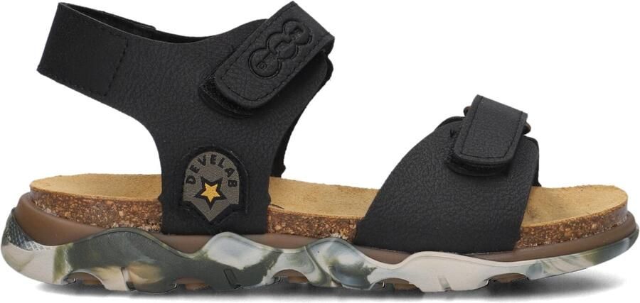 Develab Velcro Sandalen zwart Imitatieleer