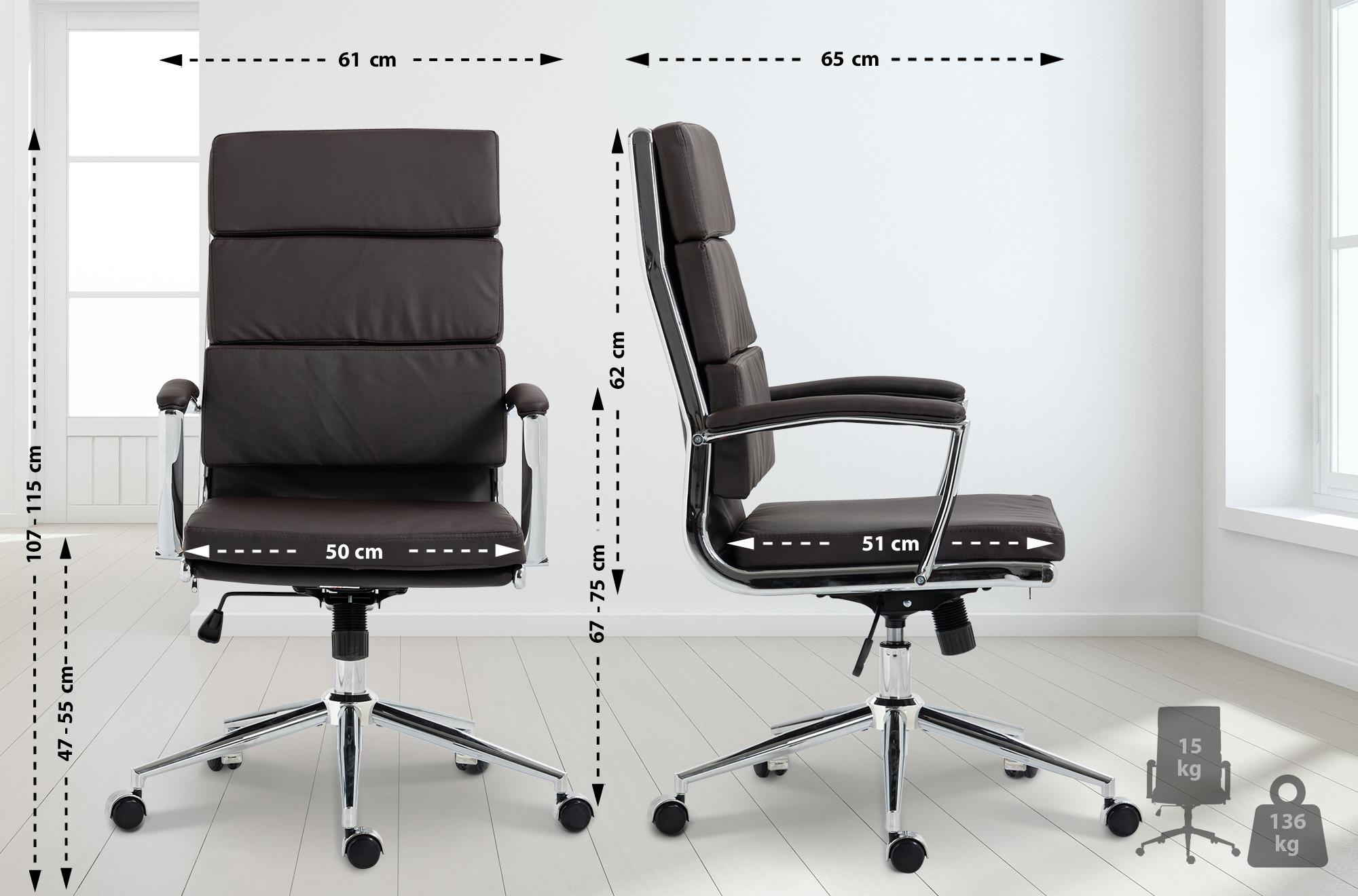 CLP Bürostuhl Cleveland I Ergonomischer Schreibtischstuhl I Höhenverstellbar mit Wippfunktion I Chefsessel mit Armlehnen