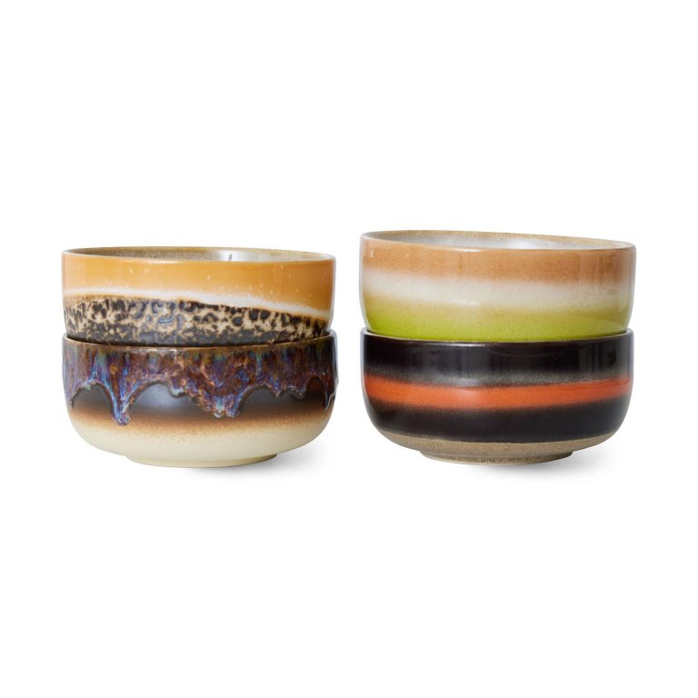HKliving 70's Ceramic Dessert schaal set van 4 humus