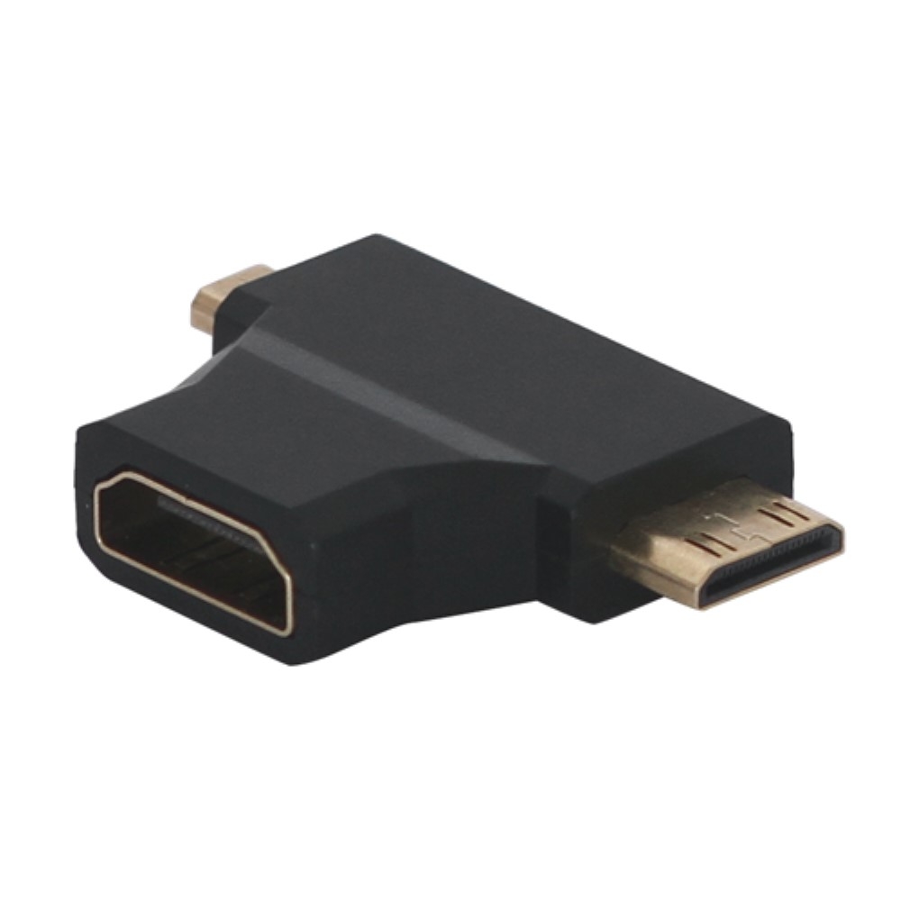2in1 HDMI auf Micro HDMI oder Mini HDMI Combo Adapter Stecker - Schwarz
