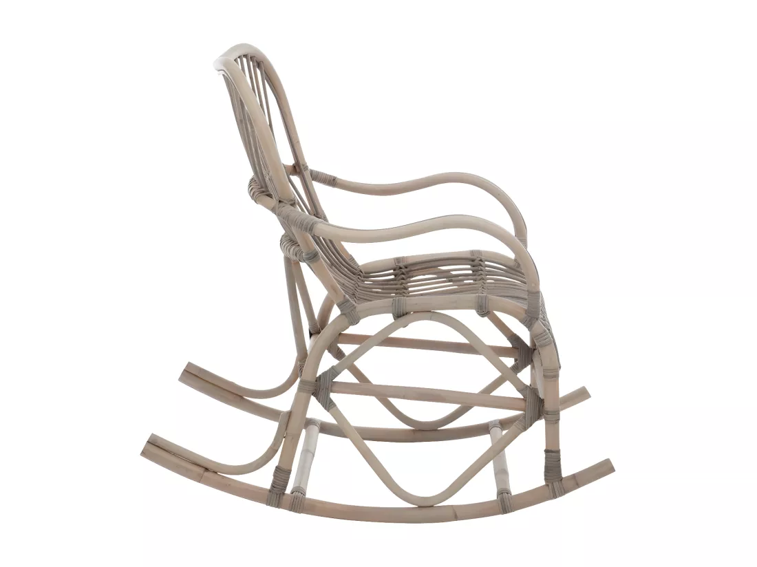 Rocking Chair Rotin Grisé - RICKY