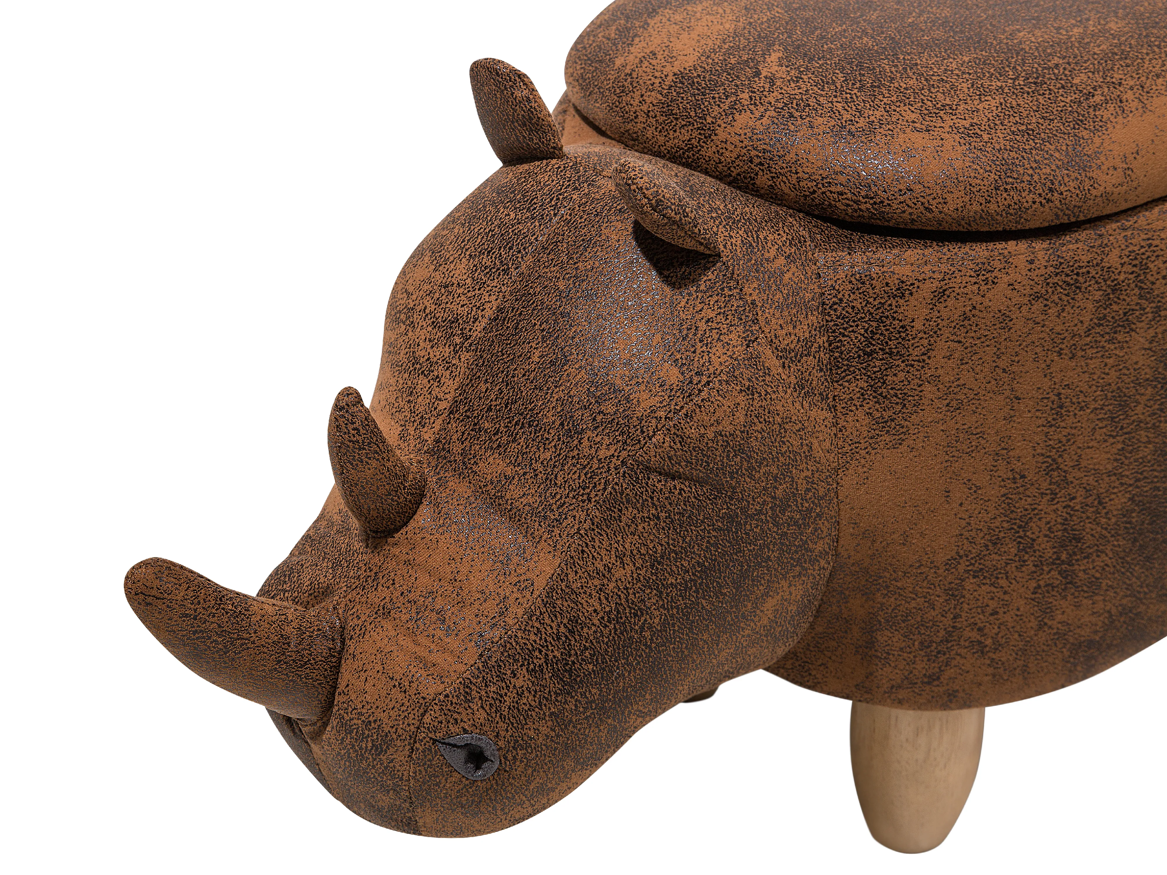 Dierenpoef met opbergruimte RHINO Kunstleer Lichtbruin Neushoorn